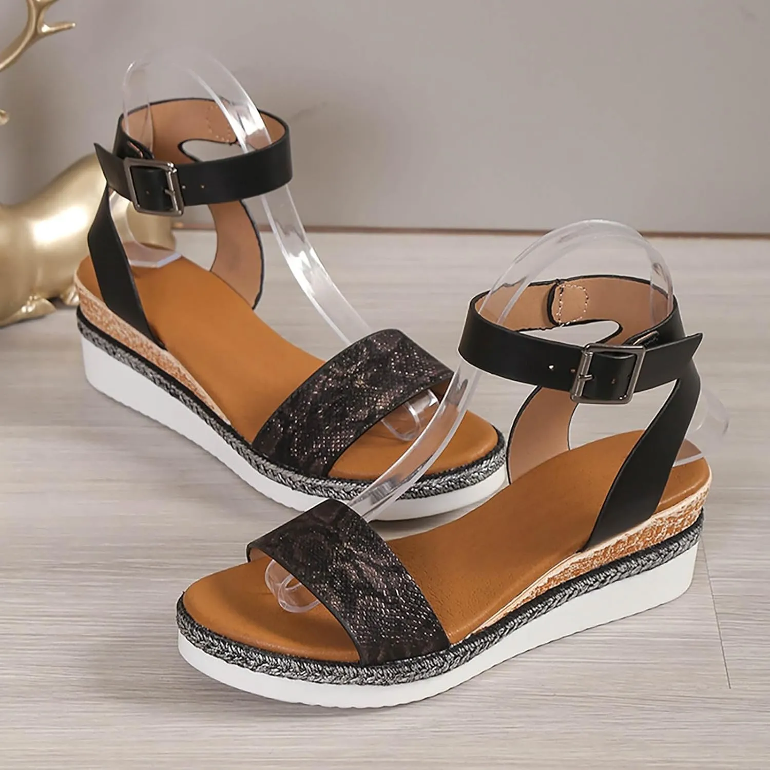 Orthopedic Wedge Sandals for Women Summer Dressy 2025 Women's Ankle Strap Open Toe Espadrilles Comfortable Platform Wedges Sandal Boho Beach Shoes