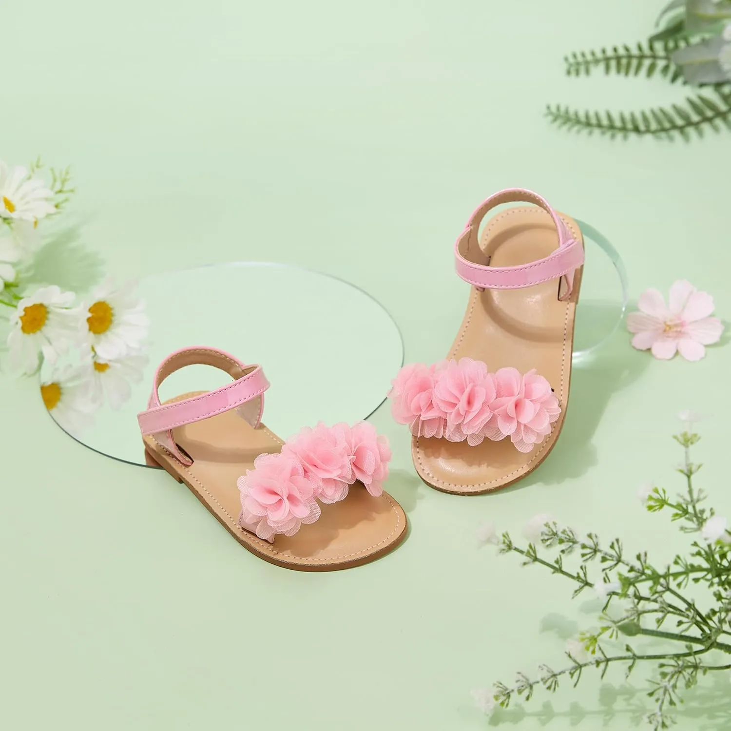 Otter MOMO Girls Open Toe Princess Flat Sandals with Comfort Sole Summer Sandals