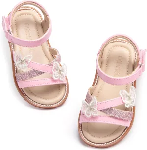 Otter MOMO Girls Open Toe Princess Flat Sandals with Comfort Sole Summer Sandals