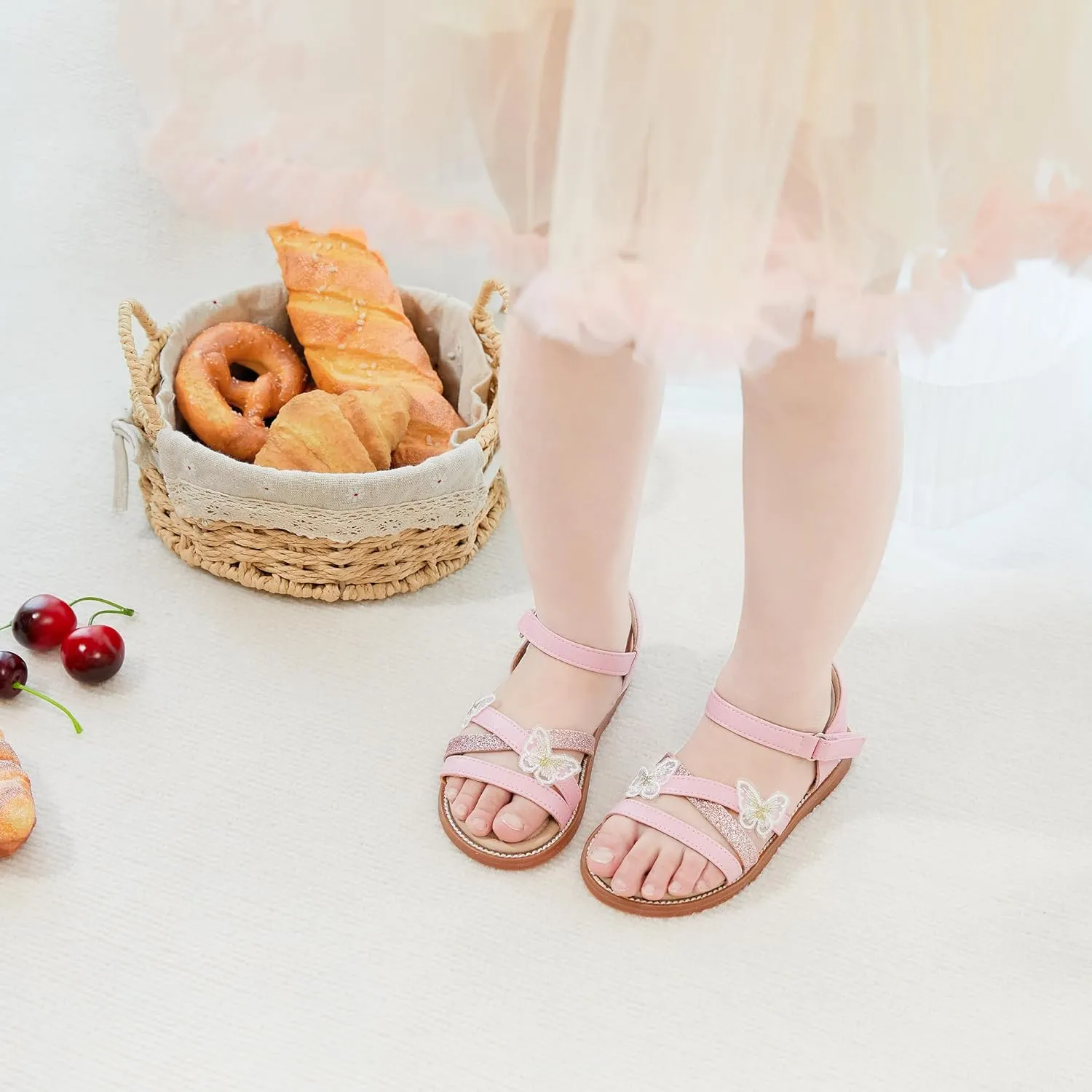 Otter MOMO Girls Open Toe Princess Flat Sandals with Comfort Sole Summer Sandals