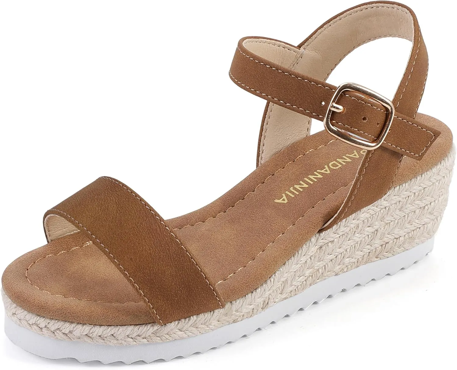 PANDANINJIA Girls Sandals Wedge Platform Espadrille Little Big Kid Girls Heels Open Toe Summer Dress Shoes