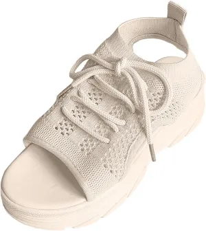 Paneled Cutout Muffin Sandals for Women Peep Toe Platform Sandals Mesh Wedges Causal Comfy Sports Sandals 2025 Summer