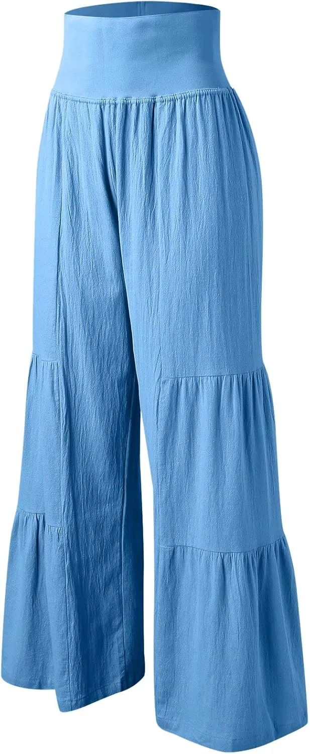 Pants for Women Resort Wear for Women 2025 Wide Leg Pants Ladies Trousers Linen Clothing