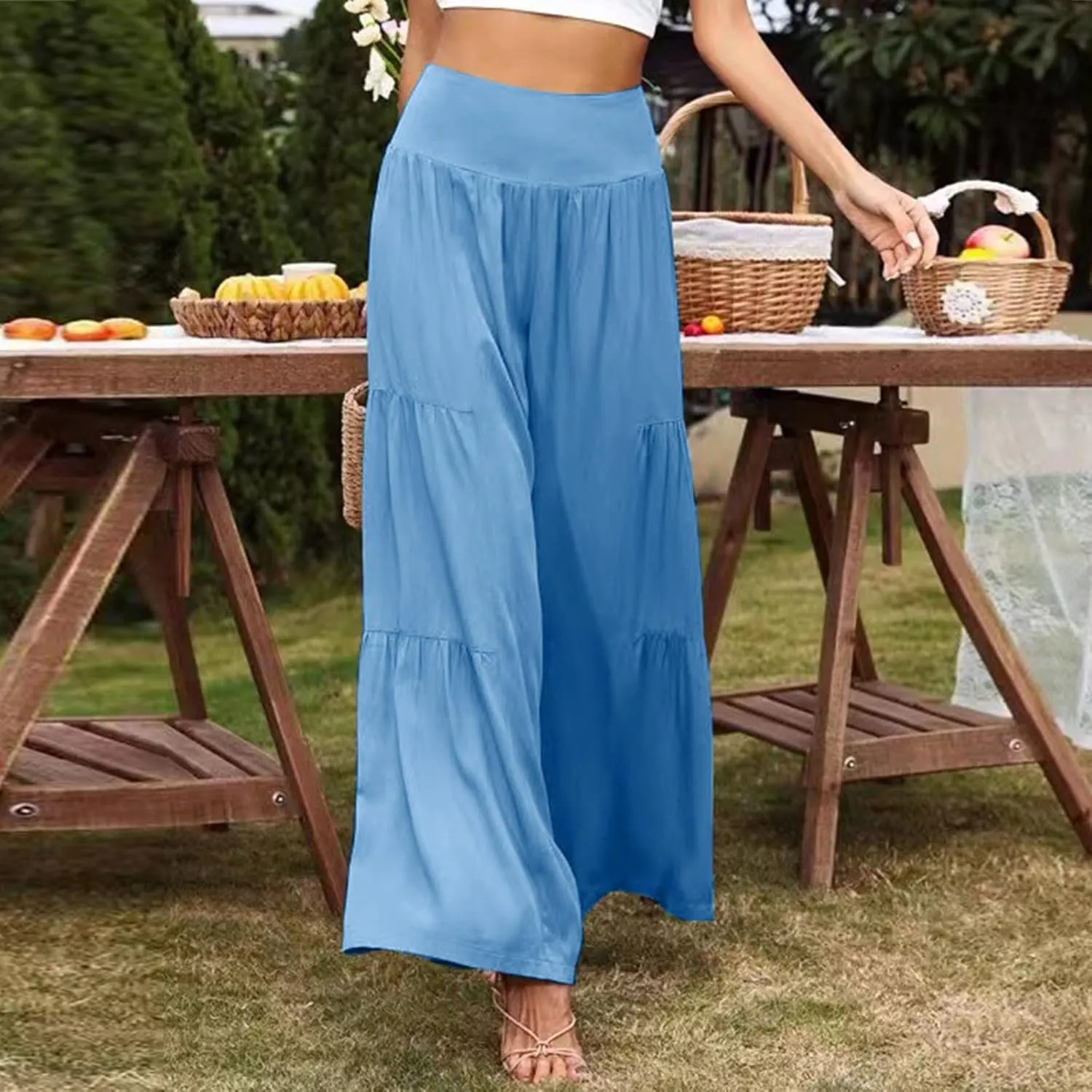 Pants for Women Resort Wear for Women 2025 Wide Leg Pants Ladies Trousers Linen Clothing