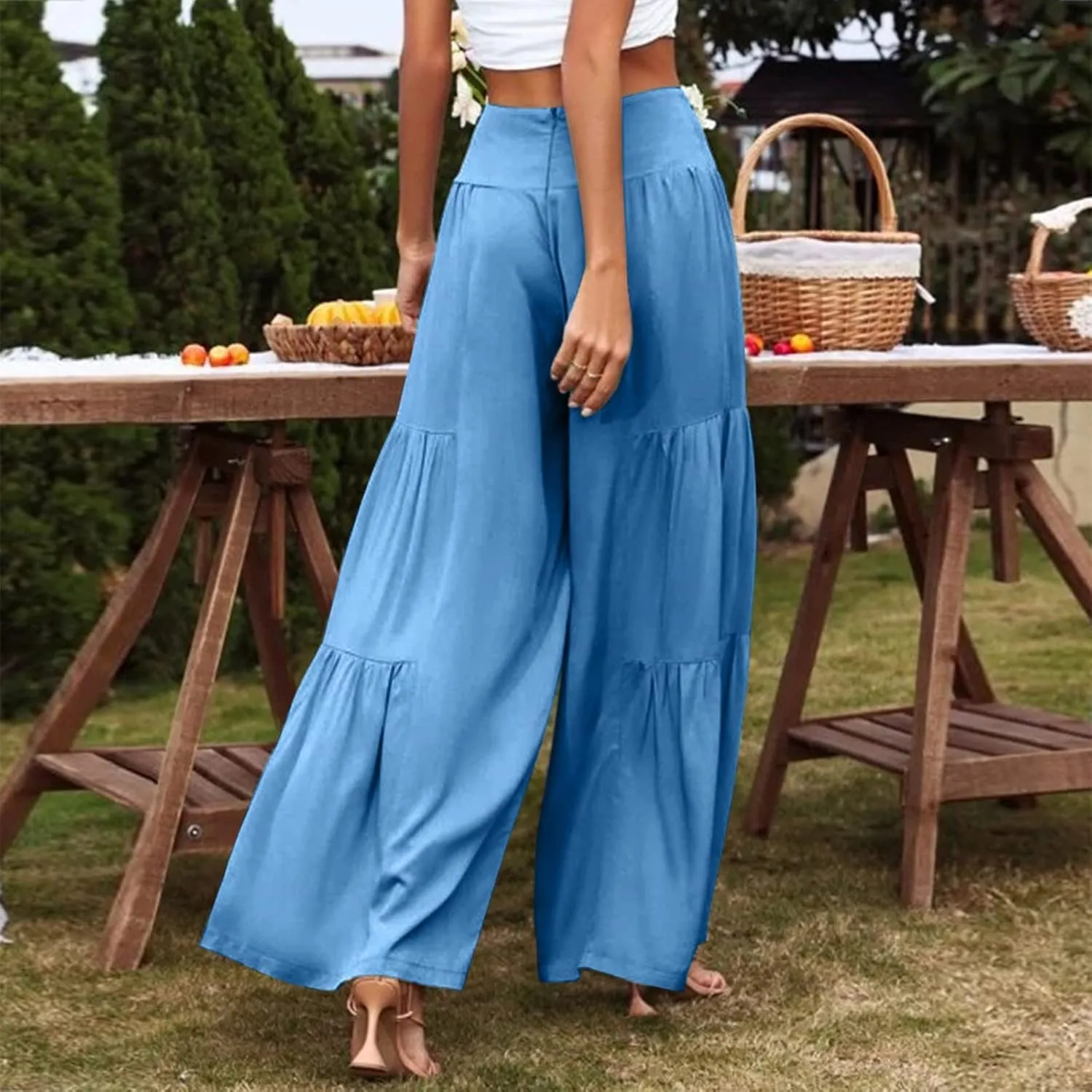 Pants for Women Resort Wear for Women 2025 Wide Leg Pants Ladies Trousers Linen Clothing