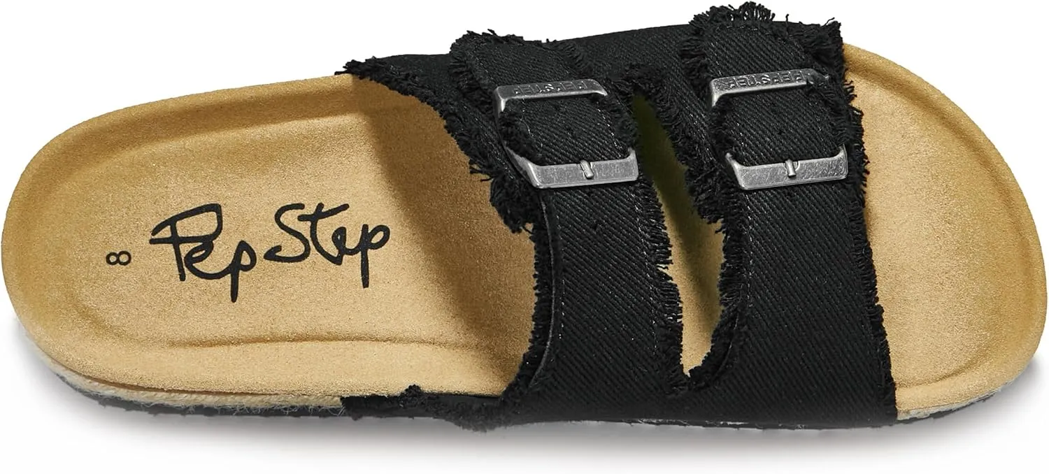 PepStep Slide Sandals for Women with Soft Cork Footbed and Strap, Ladies Fashion Platform Slide Sandals Comfortable Slip On Style