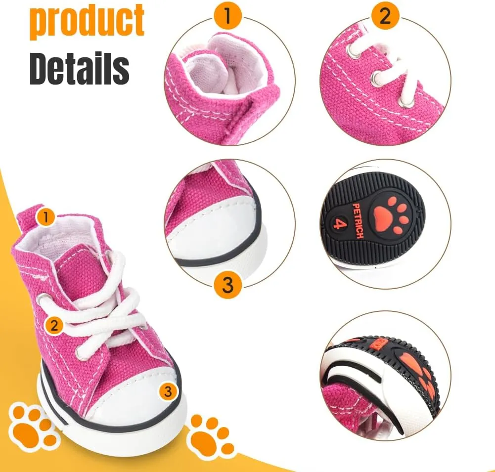 Pet Sports Dog Shoes, Puppy Canvas Sports Shoes, Non Slip Casual Shoes, Outdoor Adventure Non Slip Boots, and Sports hot Road Protection Dog and cat paw Protective Covers, 4PCS (Pink, 3#)
