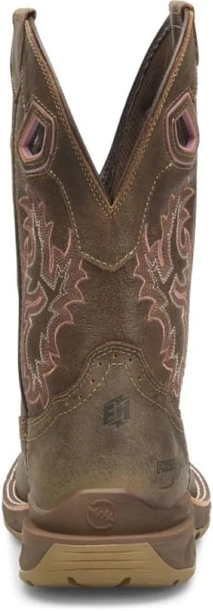 PHANTOM RIDER Women's 10" Wide Square Toe Ari Roper Boots with Brown Chaos Coco Leather, EH Rated, Slip-Resistant Outsoles, Comfort Footbed