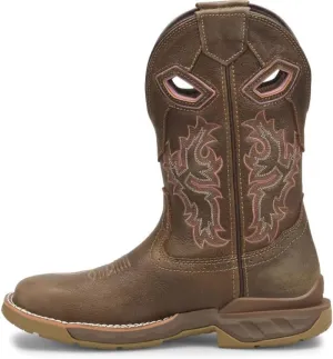PHANTOM RIDER Women's 10" Wide Square Toe Ari Roper Boots with Brown Chaos Coco Leather, EH Rated, Slip-Resistant Outsoles, Comfort Footbed