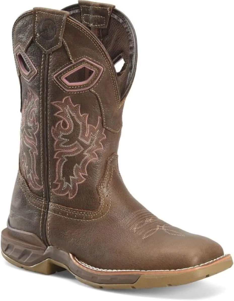 PHANTOM RIDER Women's 10" Wide Square Toe Ari Roper Boots with Brown Chaos Coco Leather, EH Rated, Slip-Resistant Outsoles, Comfort Footbed