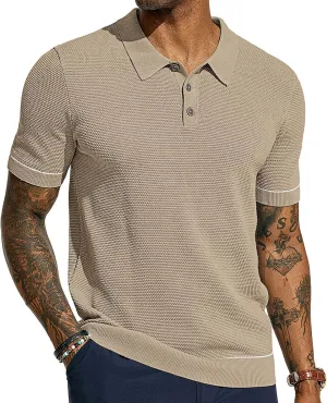 PJ PAUL JONES Mens Polo Shirts Short Sleeve Textured Knit Polo Shirts