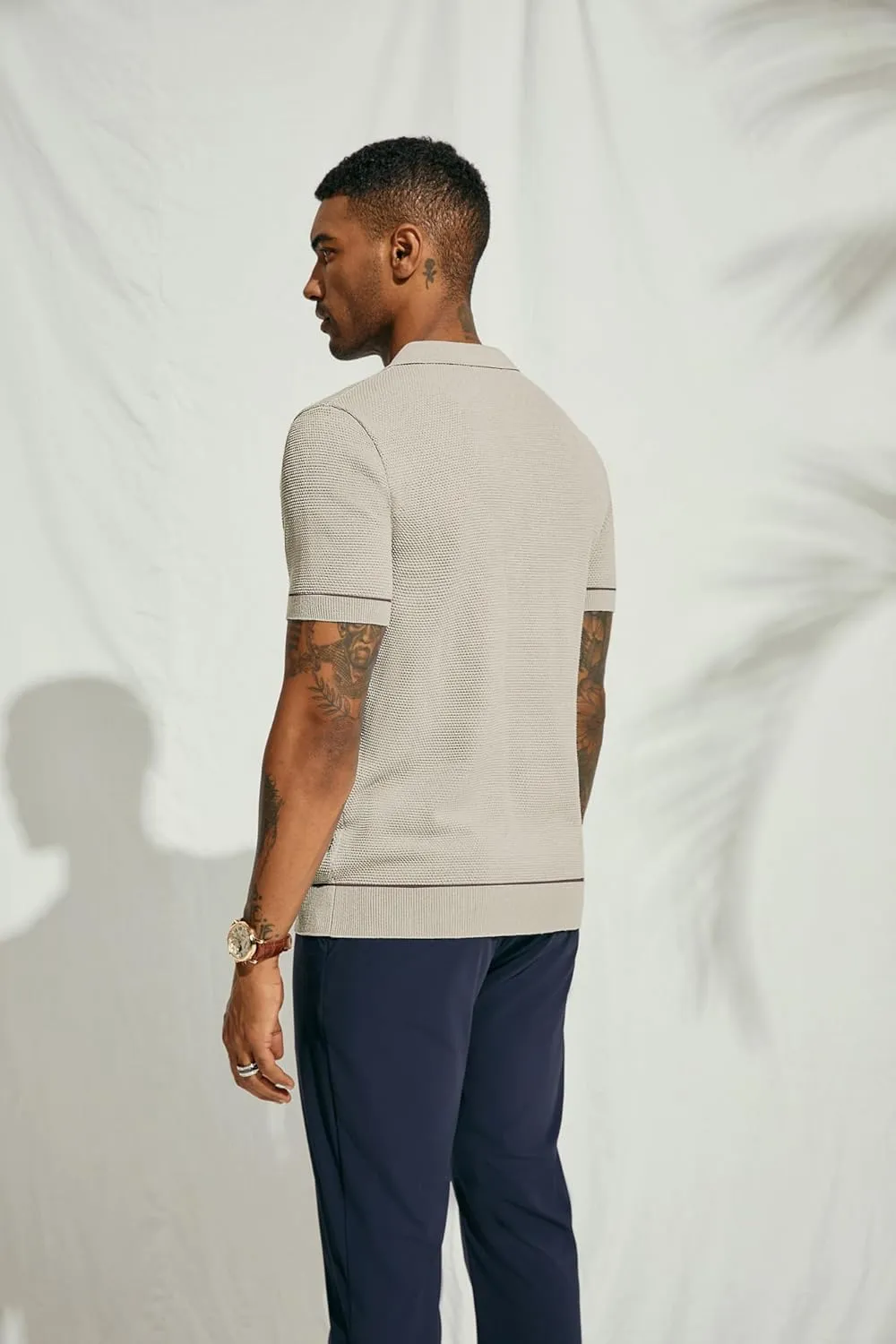 PJ PAUL JONES Mens Polo Shirts Short Sleeve Textured Knit Polo Shirts