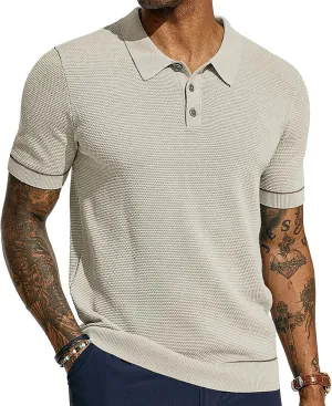 PJ PAUL JONES Mens Polo Shirts Short Sleeve Textured Knit Polo Shirts