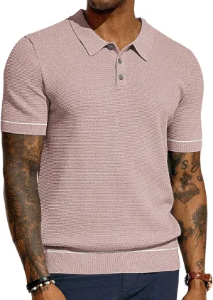 PJ PAUL JONES Mens Polo Shirts Short Sleeve Textured Knit Polo Shirts