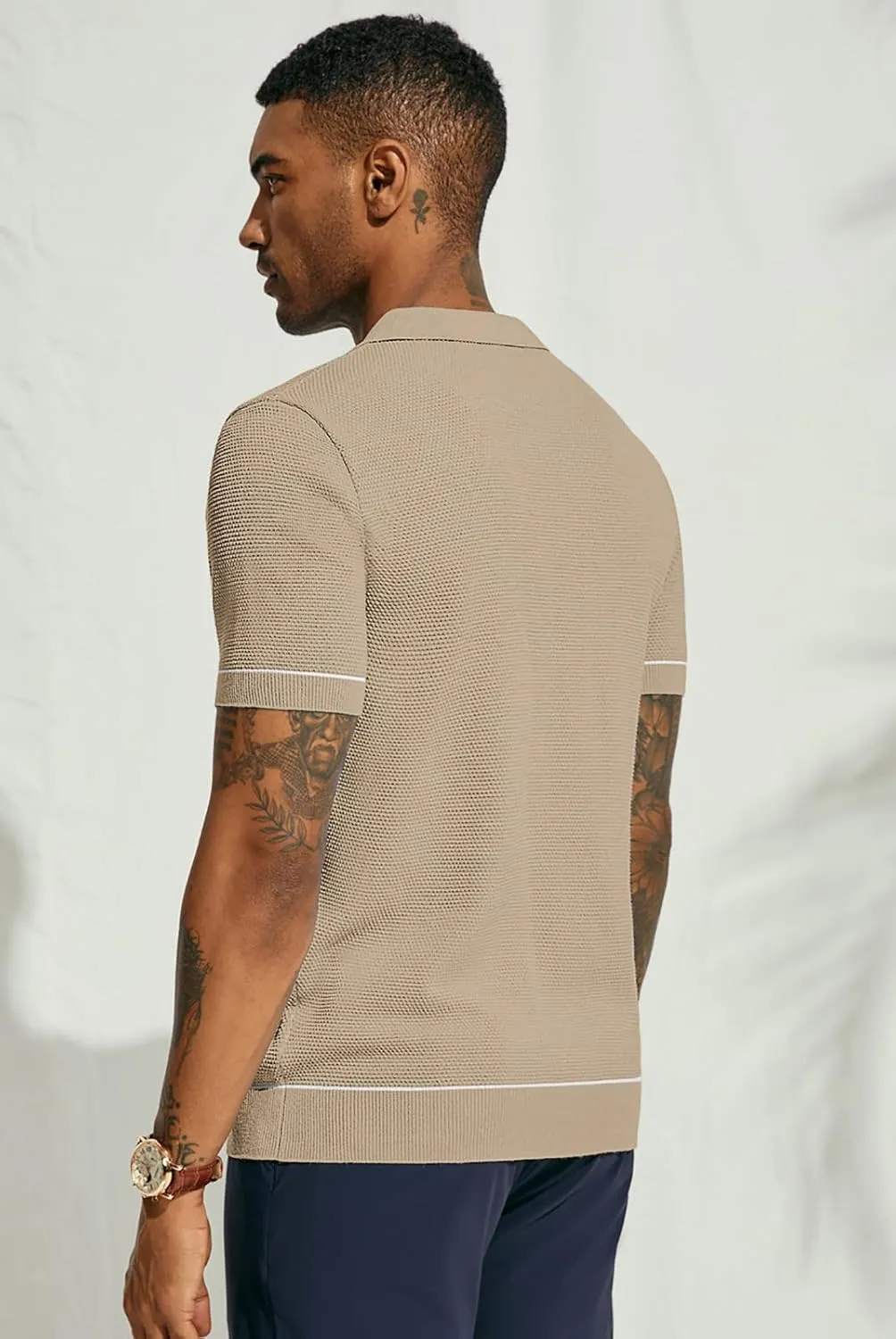 PJ PAUL JONES Mens Polo Shirts Short Sleeve Textured Knit Polo Shirts