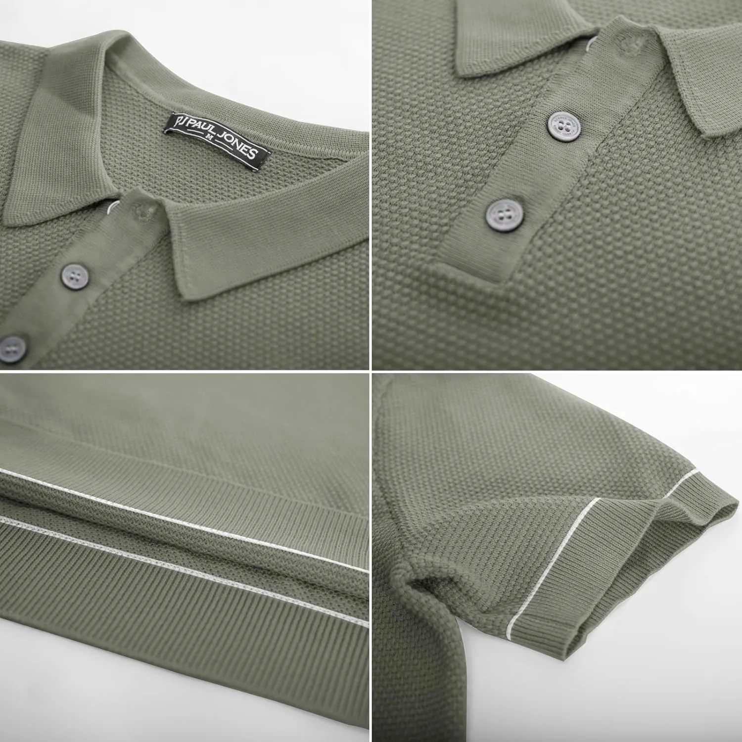 PJ PAUL JONES Mens Polo Shirts Short Sleeve Textured Knit Polo Shirts