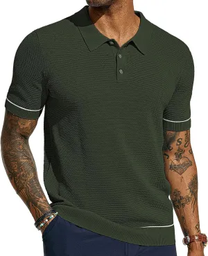 PJ PAUL JONES Mens Polo Shirts Short Sleeve Textured Knit Polo Shirts