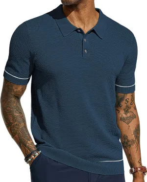 PJ PAUL JONES Mens Polo Shirts Short Sleeve Textured Knit Polo Shirts