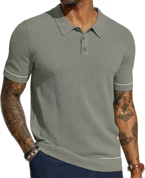 PJ PAUL JONES Mens Polo Shirts Short Sleeve Textured Knit Polo Shirts