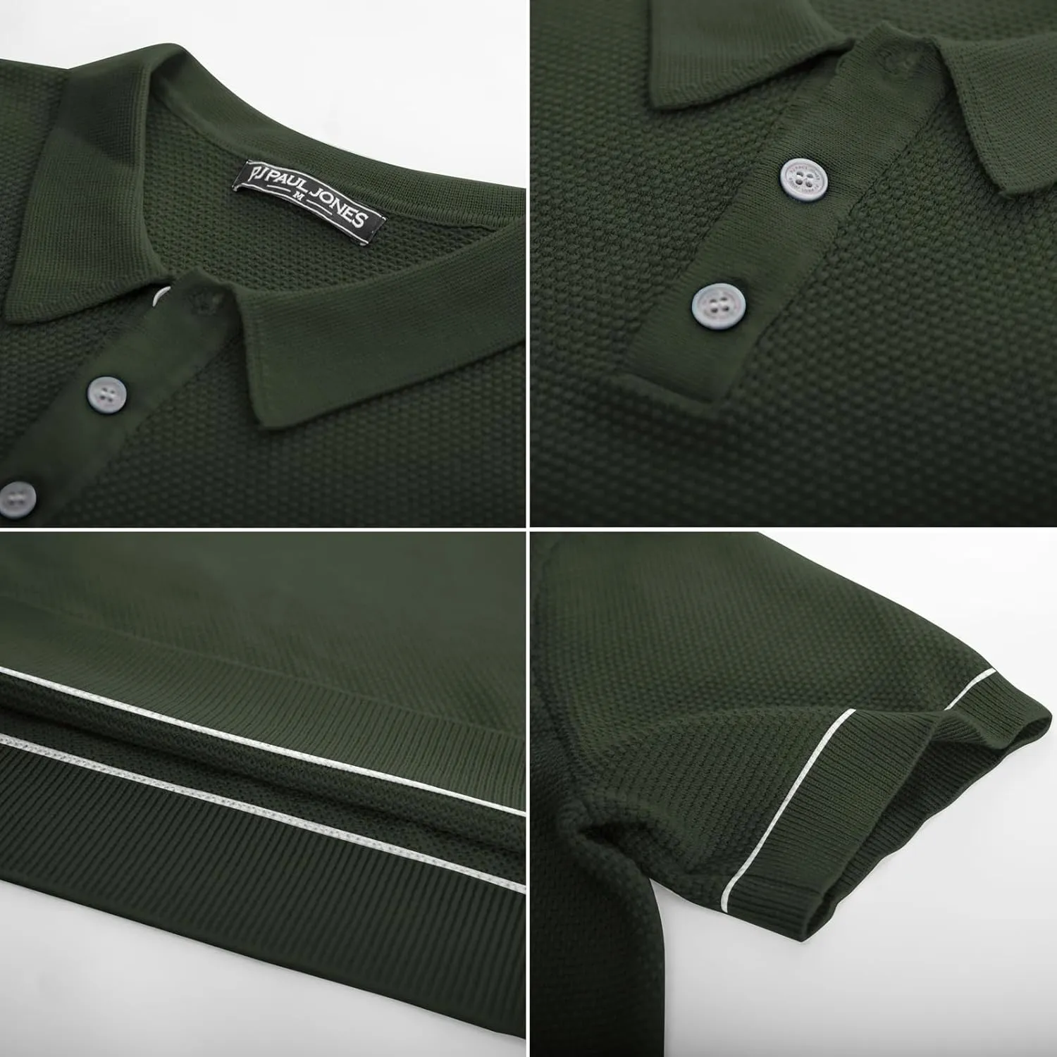 PJ PAUL JONES Mens Polo Shirts Short Sleeve Textured Knit Polo Shirts
