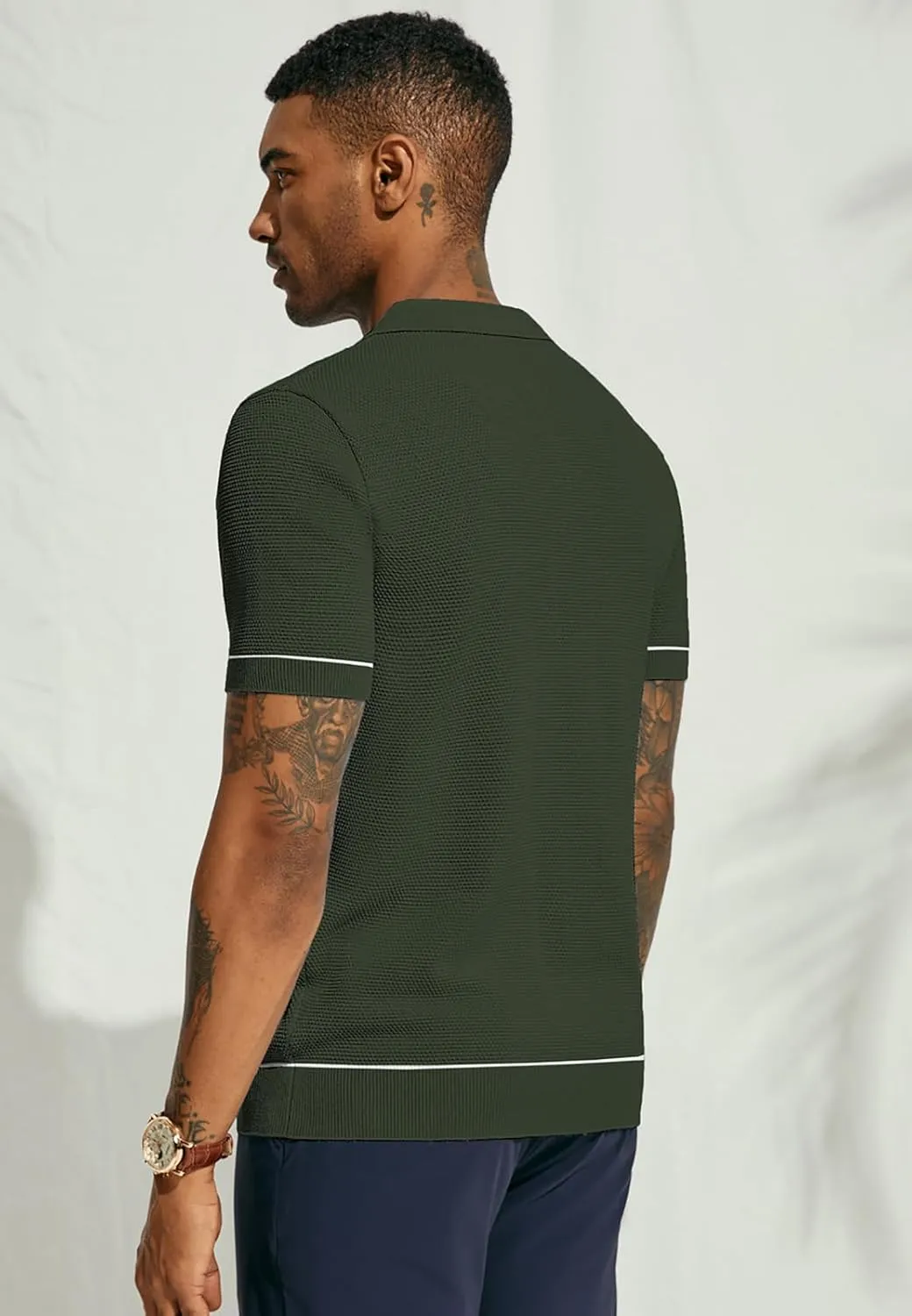 PJ PAUL JONES Mens Polo Shirts Short Sleeve Textured Knit Polo Shirts