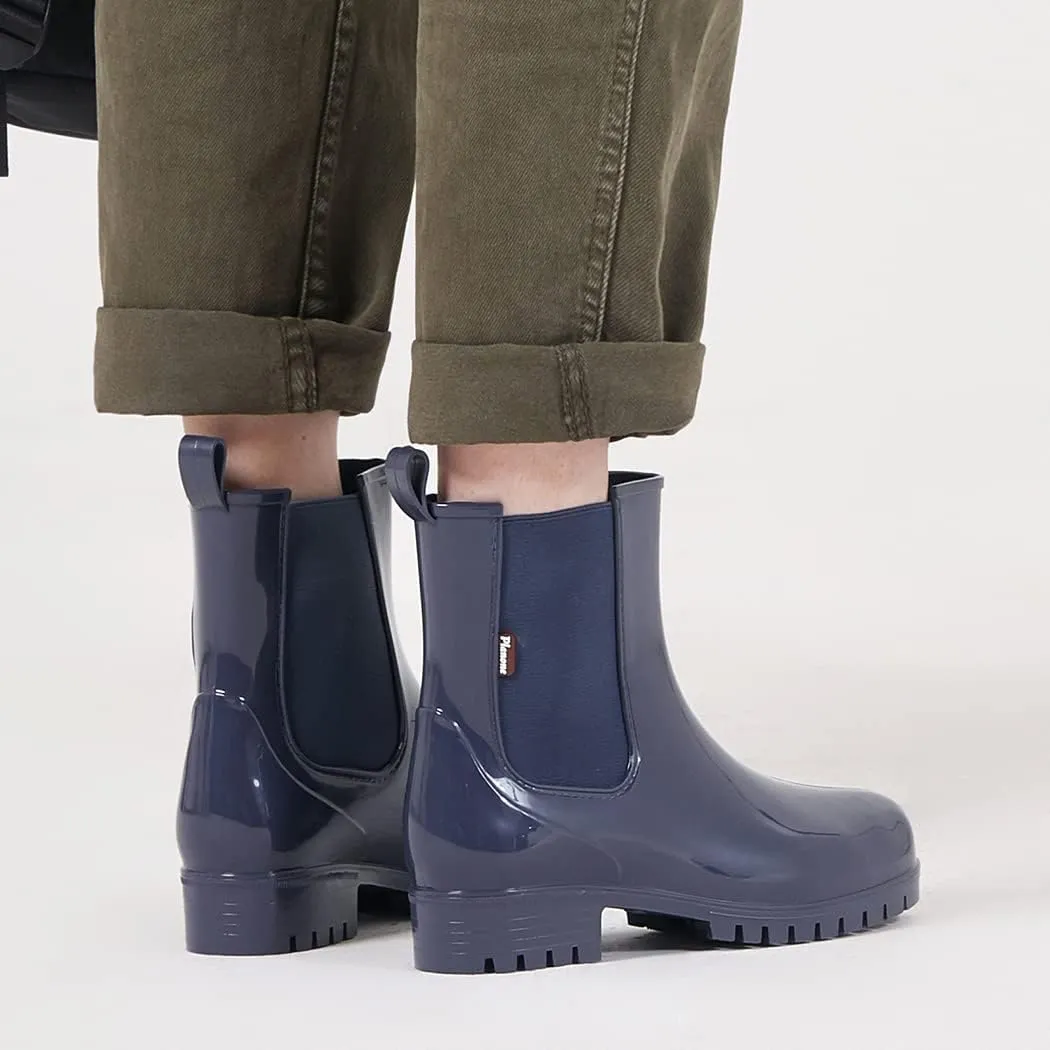 planone Short Rain Boots Women Fashion Waterproof Chelsea Boots for Women Light Outdoor Garden Shoes Ankle Muck Boots for Ladies Non Slip Work Shoes Rubber Boots with Premium Comfort Insole
