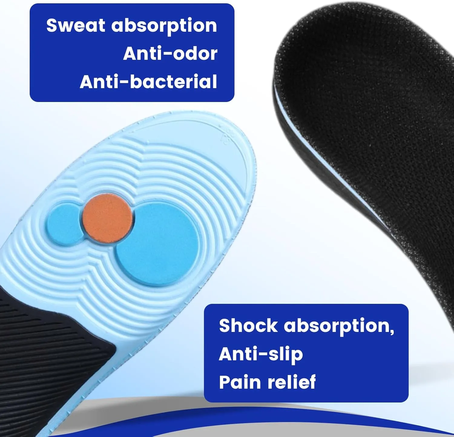 Plantar Fasciitis Relief Insoles for Women Men, Comfort Arch Support Orthotic Shoe Inserts for Foot Pain Shock Absorbing Shoe Insoles (Mens 8-8.5/ Womens 10-10.5)