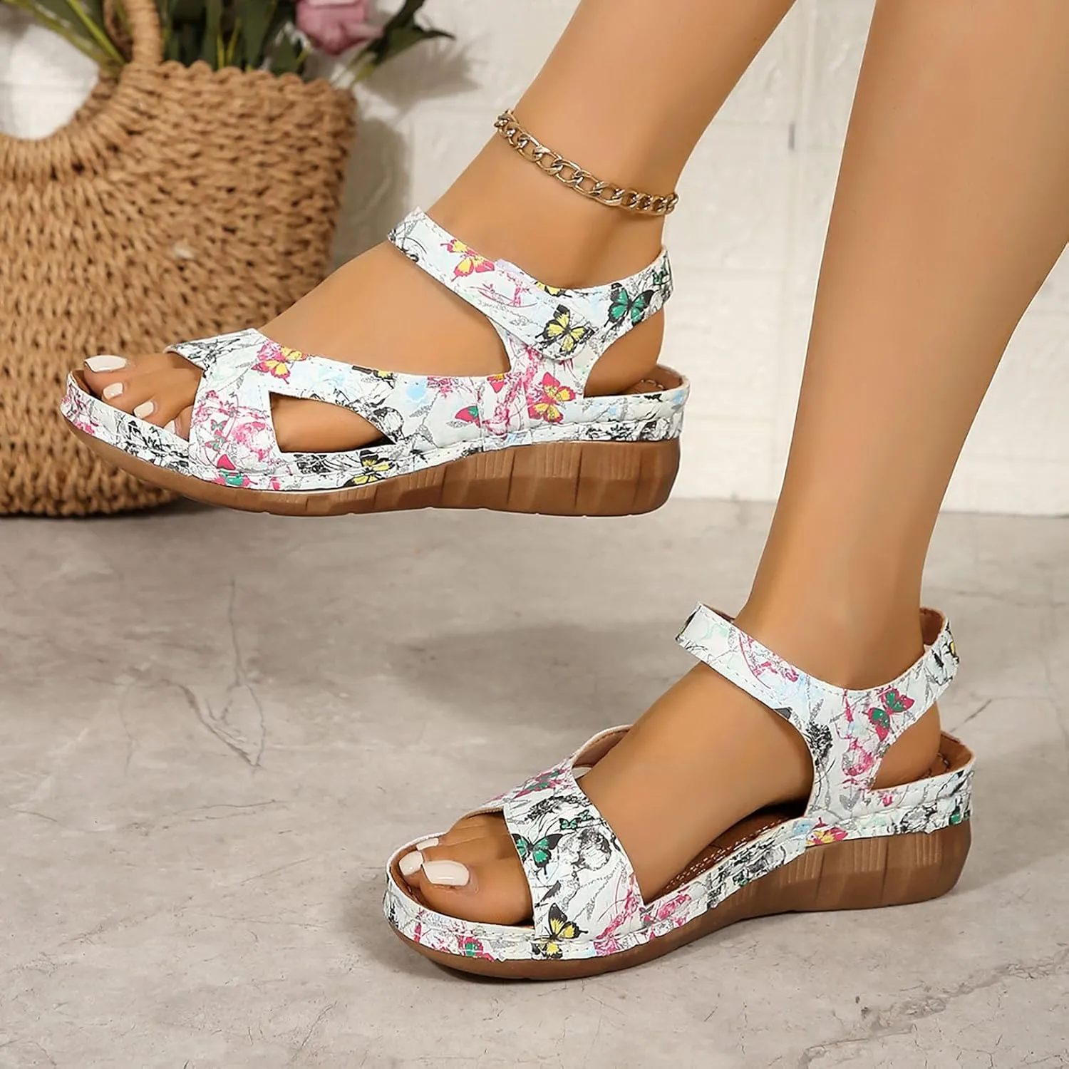 Platform High Heels Vacation Shoes New Thick Soled Wedge Sandals For Women Border Large Size One Strap Fish Mouth With