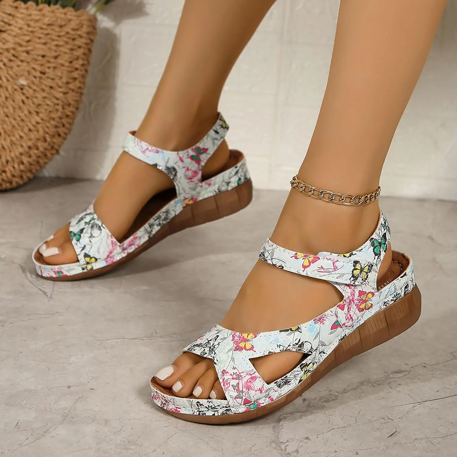 Platform High Heels Vacation Shoes New Thick Soled Wedge Sandals For Women Border Large Size One Strap Fish Mouth With