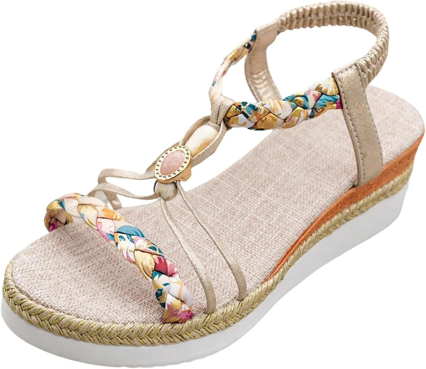 Platform Sandals Elastic Ankle Strap Espadrilles Sandals Open Toe Vintage Bohemian Summer Women Shoes Outdoor