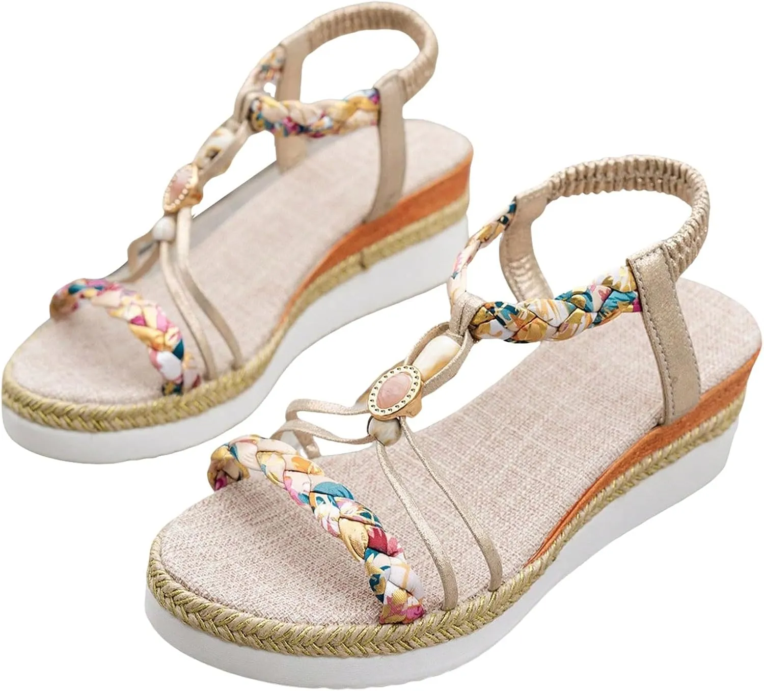 Platform Sandals Elastic Ankle Strap Espadrilles Sandals Open Toe Vintage Bohemian Summer Women Shoes Outdoor
