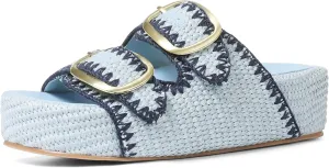 Platform Sandals For Women Raffia Espadrilles Open Toe Flatform Sandals Slip On Slide Sandals Casual Woven Sandals Summer Beach Sandals