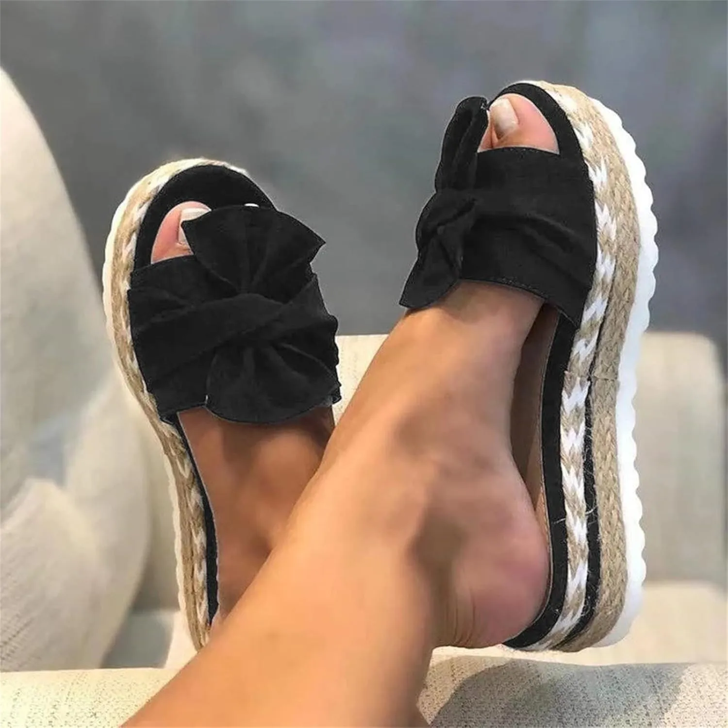 Platform Sandals Women Non Slip Lightweight Wedge Sandals Comfortable Breathable Open Toe Beach Sandal Backless Walking Slippers Fashion Bohemia Slippers