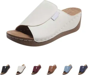 Platform Slip on Sandals for Women Basic Slope Heel Thick Bottom Summer One Foot Stirrup Dressy Beach Slipper Sandal