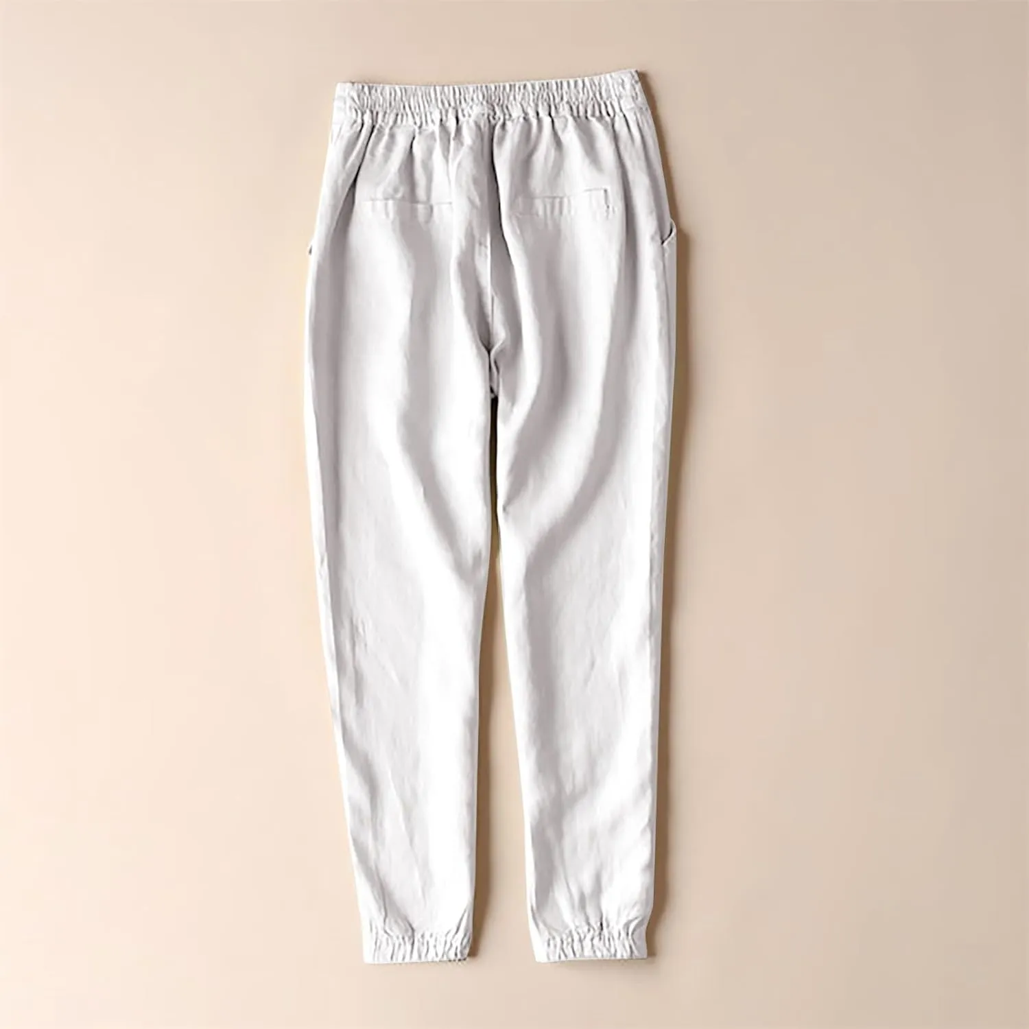 Plus Size Linen Pants Striped Linen Pants High Waist Loose Slit Cropped Pants with Pockets Linen Outfit Women Summer