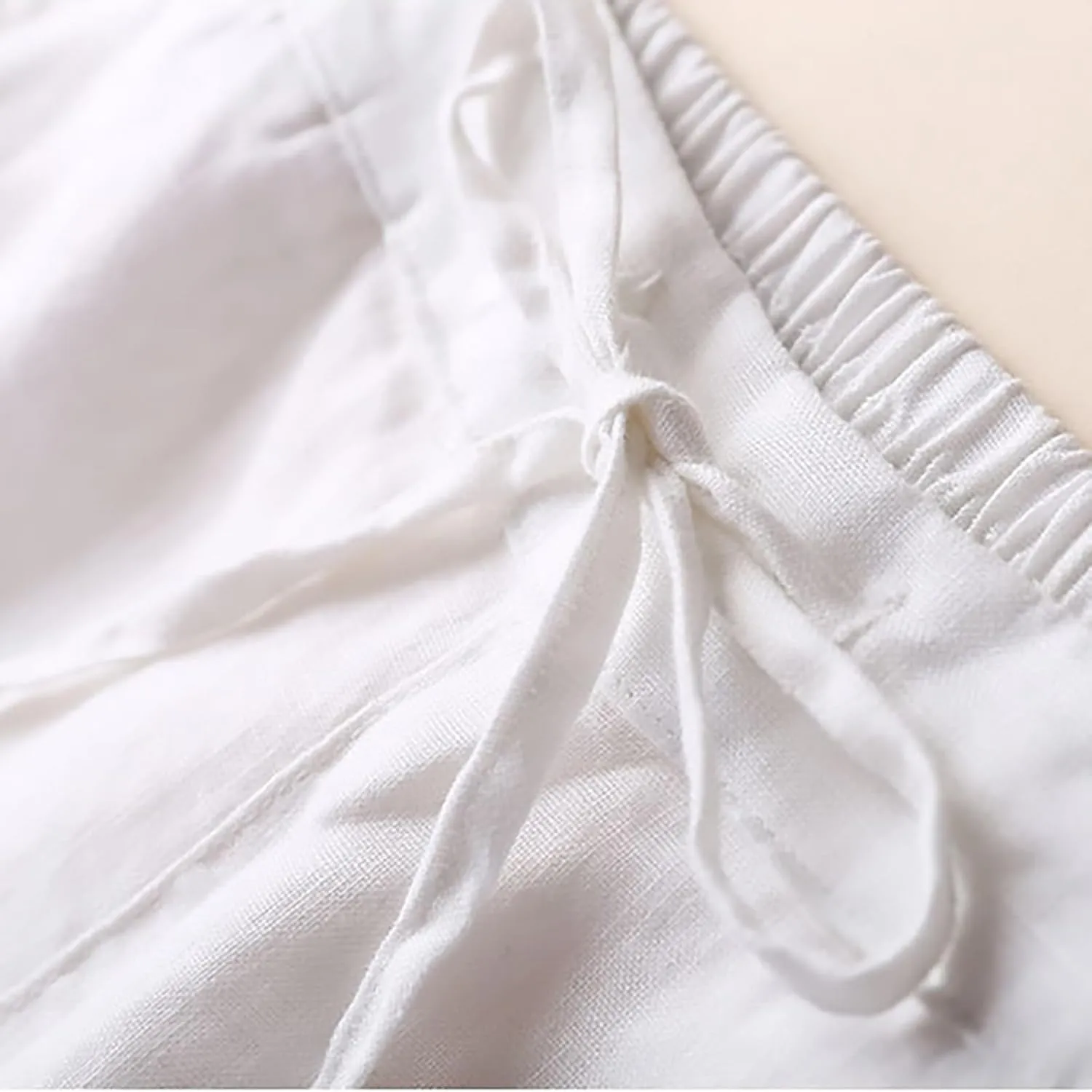 Plus Size Linen Pants Striped Linen Pants High Waist Loose Slit Cropped Pants with Pockets Linen Outfit Women Summer