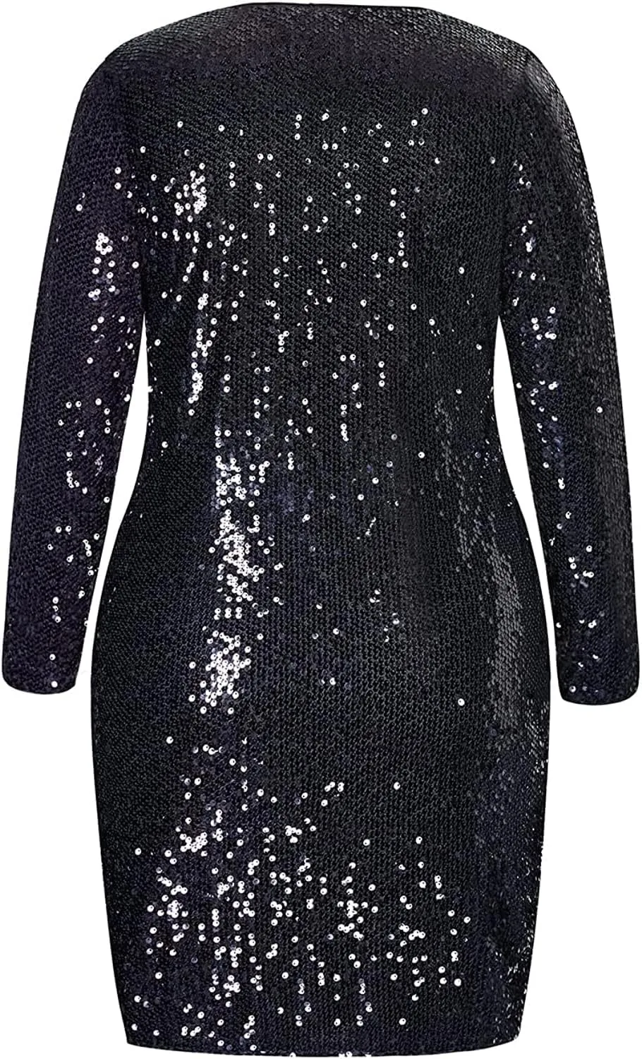 Plus Size Sequin Dresses Long Sleeve Party Sparkle Glitter Glitzy Glam Cocktail Club Mini Bodycon Dress