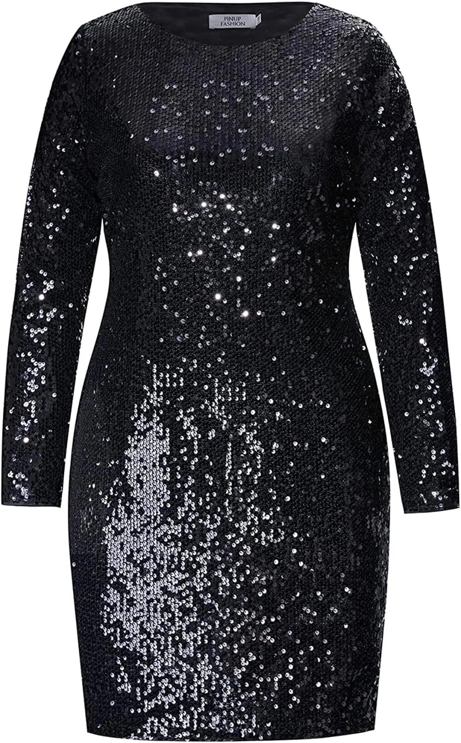 Plus Size Sequin Dresses Long Sleeve Party Sparkle Glitter Glitzy Glam Cocktail Club Mini Bodycon Dress