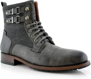 Polar Fox Mitch MPX808576 Mens Casual Cap Toe Boot Motorcycle Zipper Boots Men