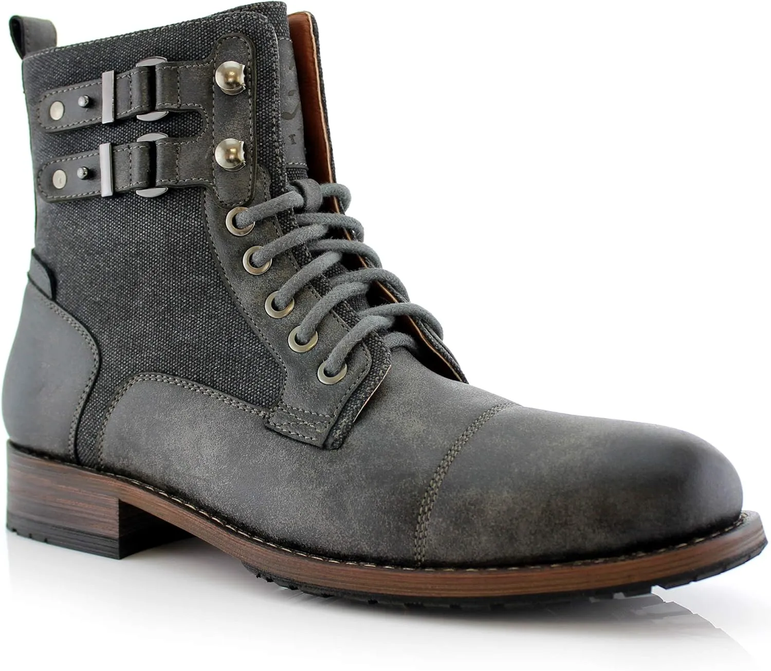 Polar Fox Mitch MPX808576 Mens Casual Cap Toe Boot Motorcycle Zipper Boots Men