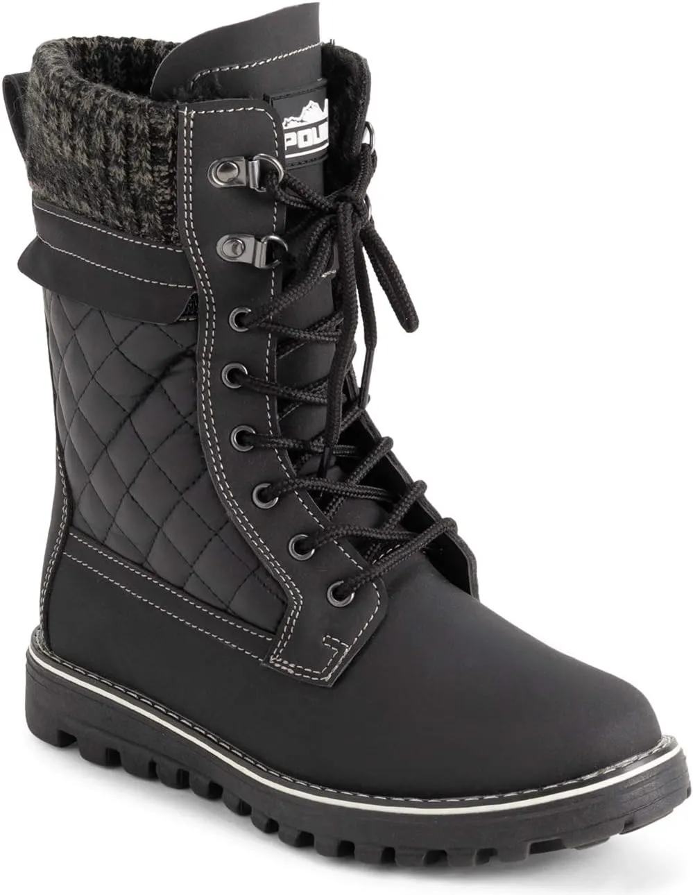 POLAR Womens Memory Foam Outside Pocket Inside Zip Thermal Waterproof Deep Tread Rubber Sole Snow Boots