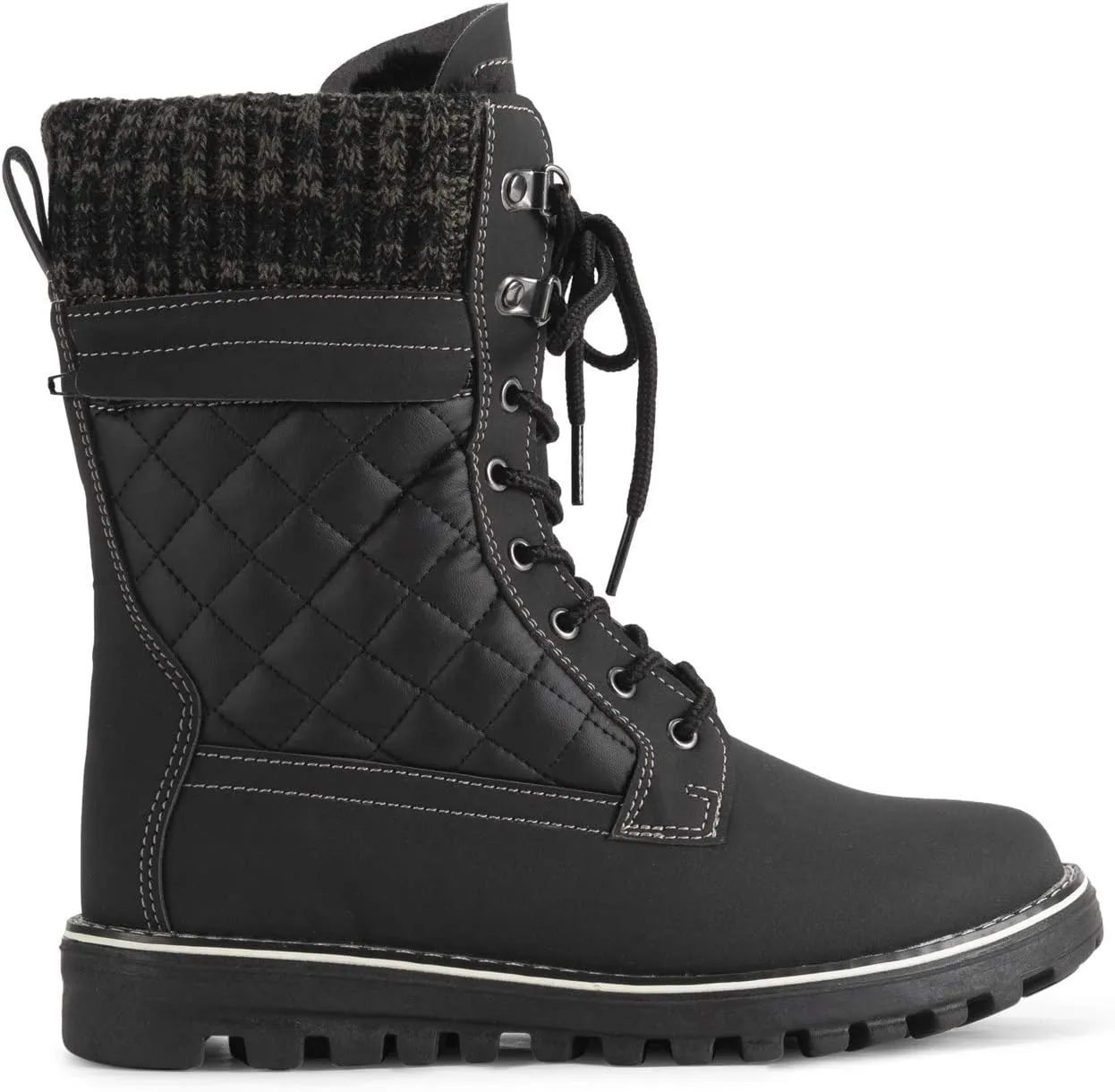 POLAR Womens Memory Foam Outside Pocket Inside Zip Thermal Waterproof Deep Tread Rubber Sole Snow Boots