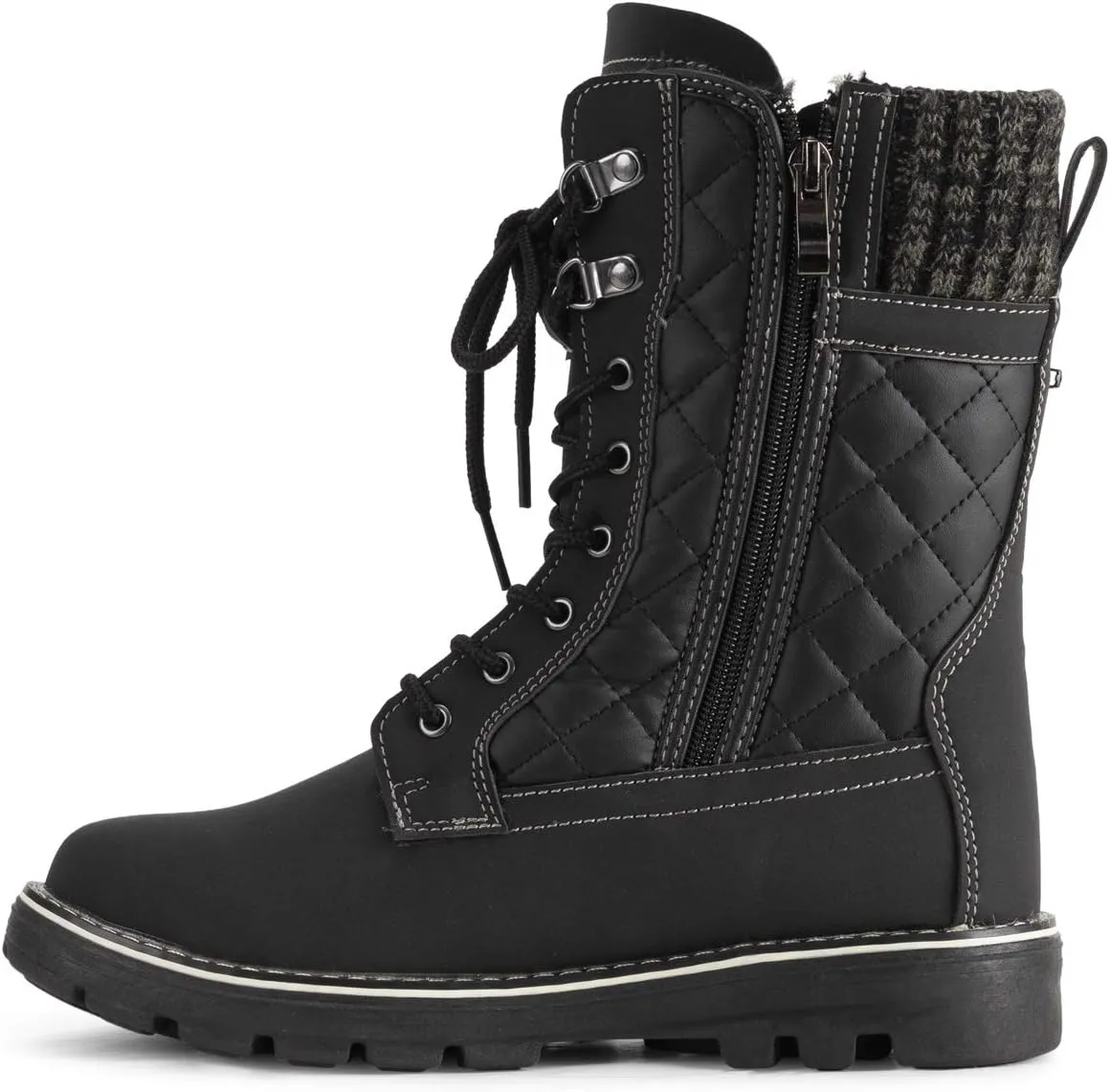 POLAR Womens Memory Foam Outside Pocket Inside Zip Thermal Waterproof Deep Tread Rubber Sole Snow Boots