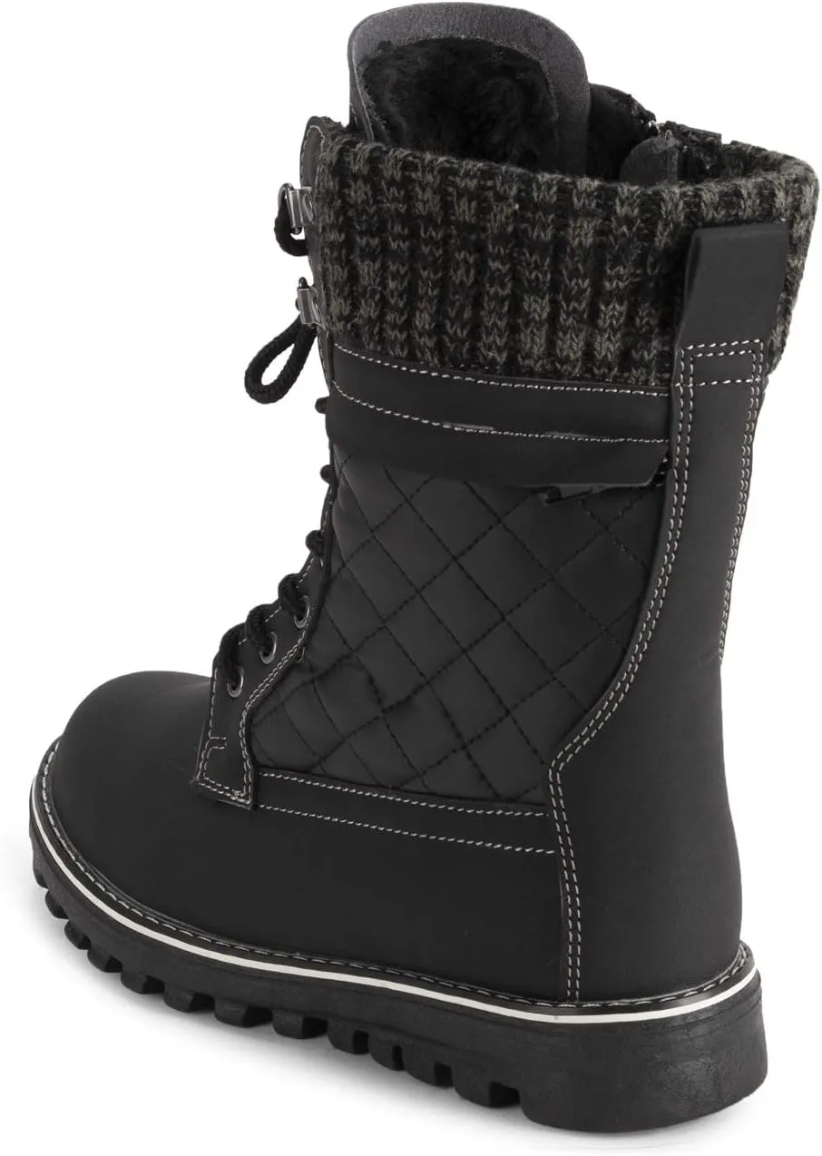 POLAR Womens Memory Foam Outside Pocket Inside Zip Thermal Waterproof Deep Tread Rubber Sole Snow Boots