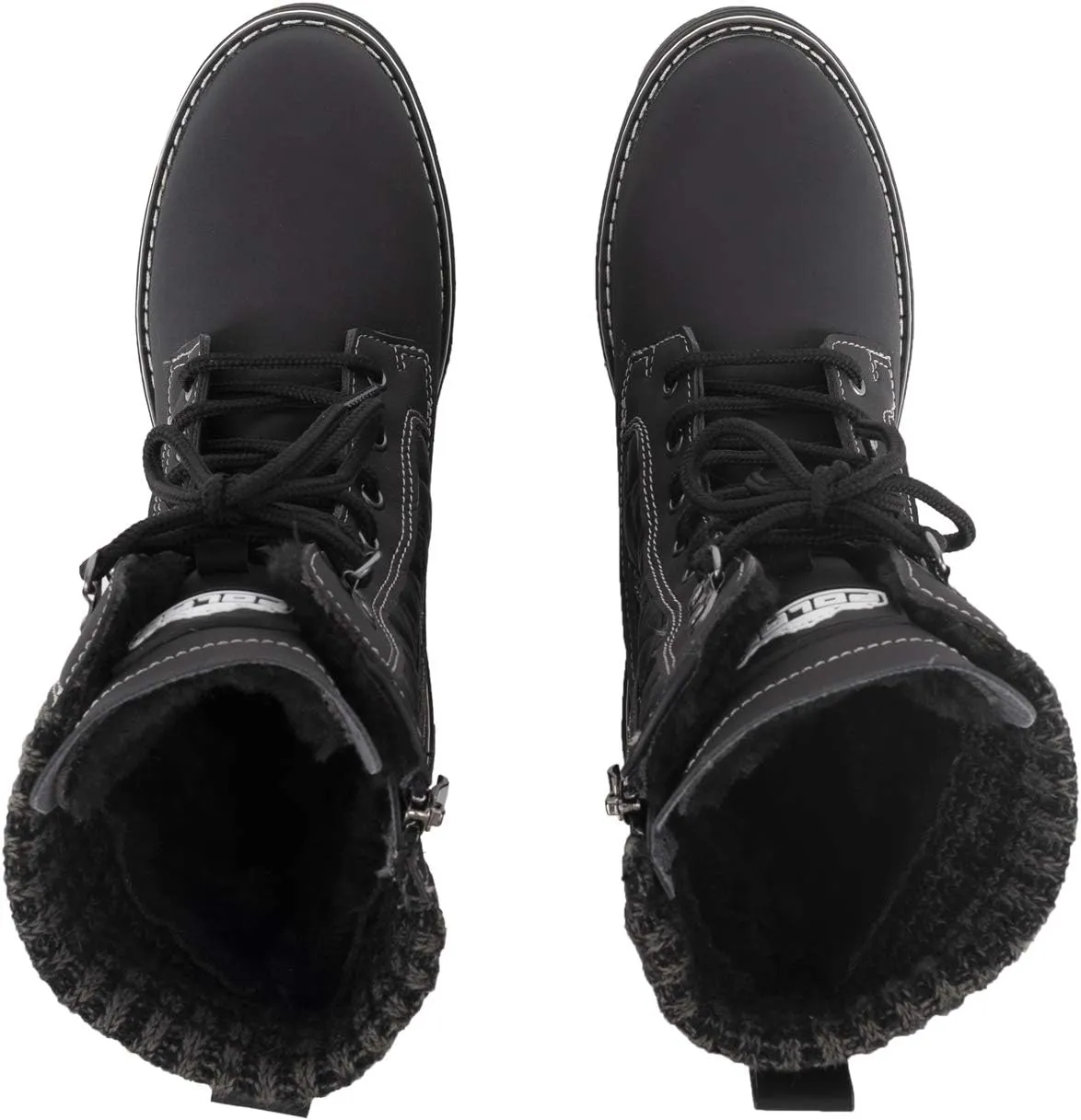 POLAR Womens Memory Foam Outside Pocket Inside Zip Thermal Waterproof Deep Tread Rubber Sole Snow Boots