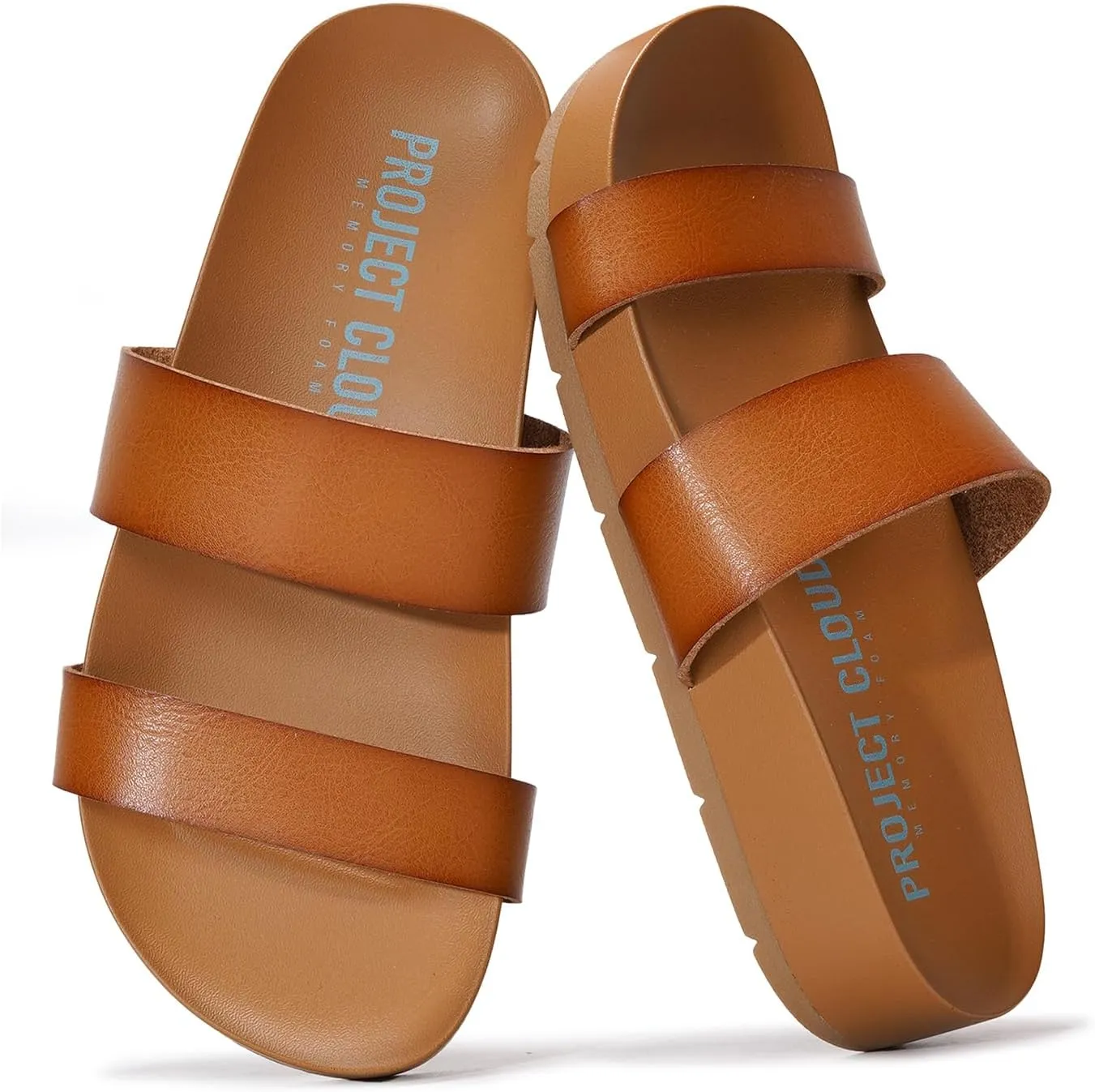 Project Cloud Slide Sandals Women Footwear with Memory Foam Insole - Lightweight Two-strap and Crochet Strap Non-Slip Platform Slides - Summer Sandals for Women 2025