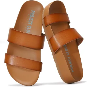 Project Cloud Slide Sandals Women Footwear with Memory Foam Insole - Lightweight Two-strap and Crochet Strap Non-Slip Platform Slides - Summer Sandals for Women 2025