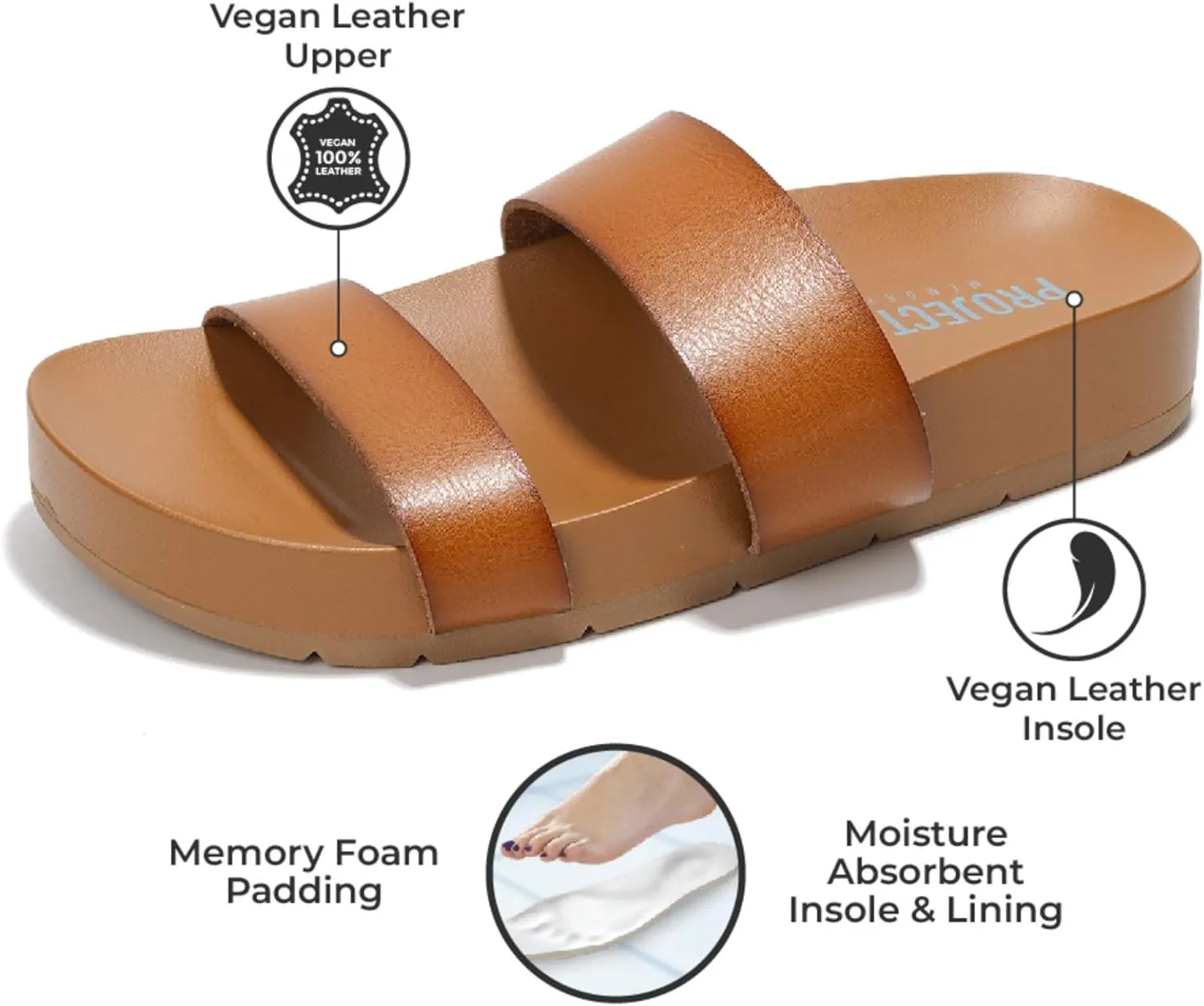 Project Cloud Slide Sandals Women Footwear with Memory Foam Insole - Lightweight Two-strap and Crochet Strap Non-Slip Platform Slides - Summer Sandals for Women 2025