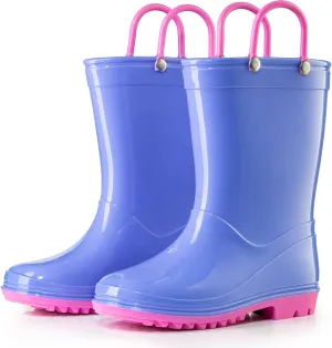 Puddle Play PVC Waterproof Rainboots - Purple and Light Pink - Easy-on Size 4 Toddler