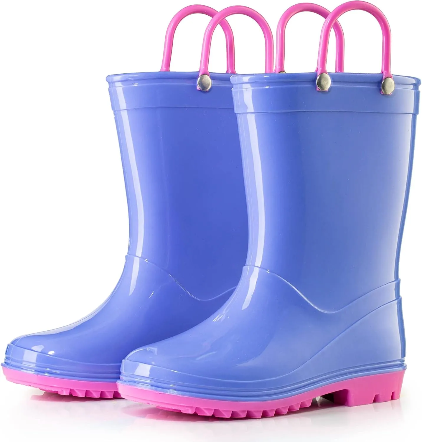 Puddle Play PVC Waterproof Rainboots - Purple and Light Pink - Easy-on Size 4 Toddler